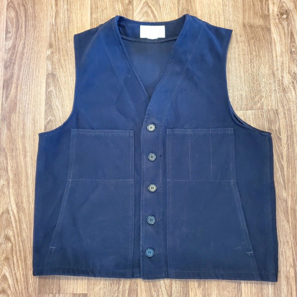 Vintage CC Filson Vest Men 40 Black Moleskin Mackinaw Wool Button Front Utility